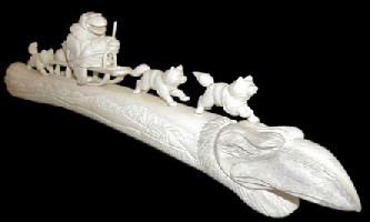 Собачья упряжка - dog team. Сделано из пениса моржового. Made from walrus penis